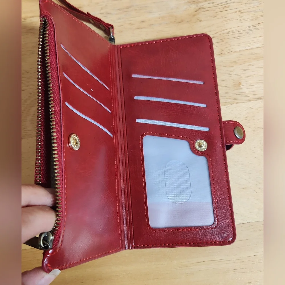 XcaseBar Wallet Case for Samsung Galaxy S25 - Red RFID protection strap cards
